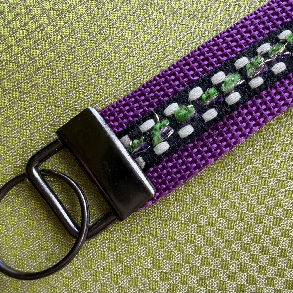 Purple Woven Key Fob with Black Hardware